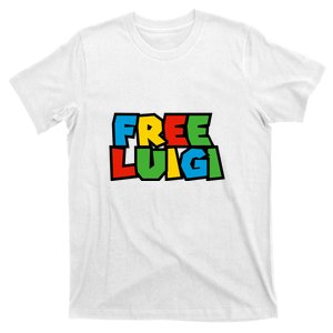 Free Luigi Mangione Mario Rainbow Typography Logo T-Shirt