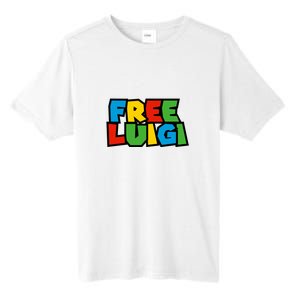 Free Luigi Mangione Mario Rainbow Typography Logo Tall Fusion ChromaSoft Performance T-Shirt