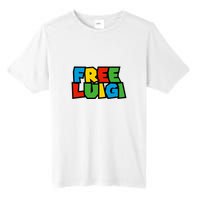 Free Luigi Mangione Mario Rainbow Typography Logo Tall Fusion ChromaSoft Performance T-Shirt