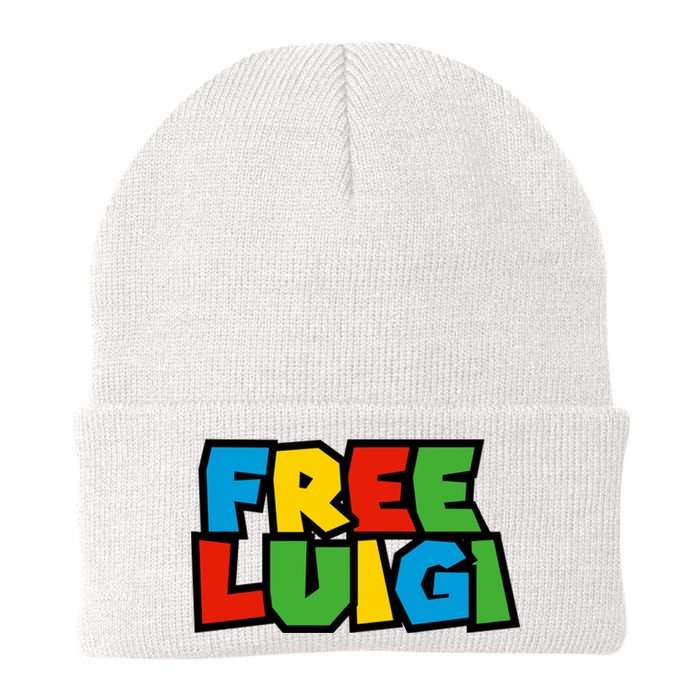 Free Luigi Mangione Mario Rainbow Typography Logo Knit Cap Winter Beanie