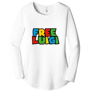 Free Luigi Mangione Mario Rainbow Typography Logo Women's Perfect Tri Tunic Long Sleeve Shirt