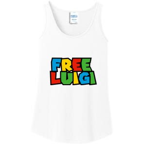 Free Luigi Mangione Mario Rainbow Typography Logo Ladies Essential Tank