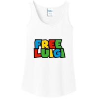 Free Luigi Mangione Mario Rainbow Typography Logo Ladies Essential Tank