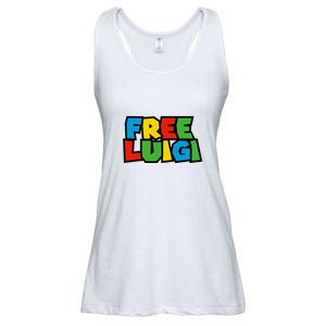 Free Luigi Mangione Mario Rainbow Typography Logo Ladies Essential Flowy Tank