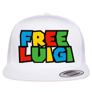 Free Luigi Mangione Mario Rainbow Typography Logo Flat Bill Trucker Hat