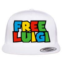 Free Luigi Mangione Mario Rainbow Typography Logo Flat Bill Trucker Hat