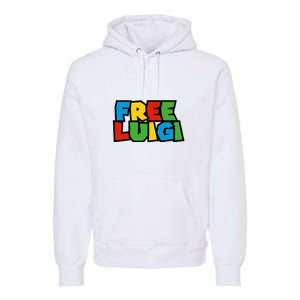 Free Luigi Mangione Mario Rainbow Typography Logo Premium Hoodie