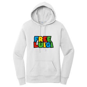 Free Luigi Mangione Mario Rainbow Typography Logo Women's Pullover Hoodie