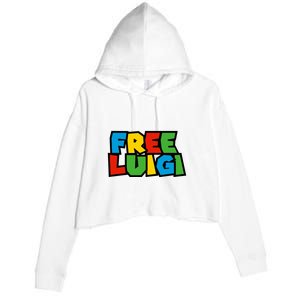 Free Luigi Mangione Mario Rainbow Typography Logo Crop Fleece Hoodie