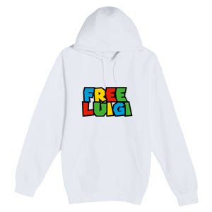 Free Luigi Mangione Mario Rainbow Typography Logo Premium Pullover Hoodie