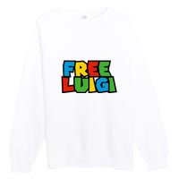 Free Luigi Mangione Mario Rainbow Typography Logo Premium Crewneck Sweatshirt