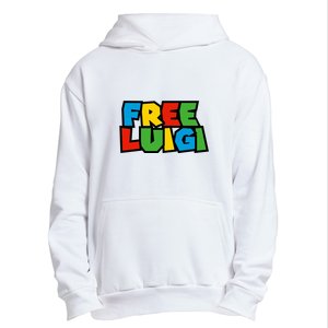 Free Luigi Mangione Mario Rainbow Typography Logo Urban Pullover Hoodie