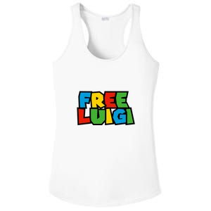 Free Luigi Mangione Mario Rainbow Typography Logo Ladies PosiCharge Competitor Racerback Tank