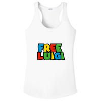 Free Luigi Mangione Mario Rainbow Typography Logo Ladies PosiCharge Competitor Racerback Tank