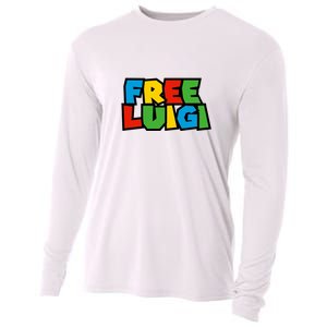 Free Luigi Mangione Mario Rainbow Typography Logo Cooling Performance Long Sleeve Crew