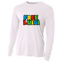 Free Luigi Mangione Mario Rainbow Typography Logo Cooling Performance Long Sleeve Crew