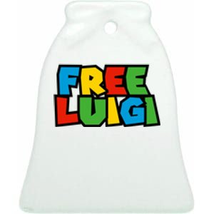 Free Luigi Mangione Mario Rainbow Typography Logo Ceramic Bell Ornament