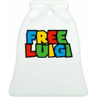 Free Luigi Mangione Mario Rainbow Typography Logo Ceramic Bell Ornament