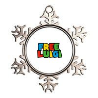 Free Luigi Mangione Mario Rainbow Typography Logo Metallic Star Ornament