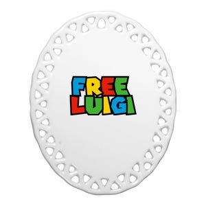 Free Luigi Mangione Mario Rainbow Typography Logo Ceramic Oval Ornament