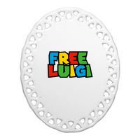 Free Luigi Mangione Mario Rainbow Typography Logo Ceramic Oval Ornament