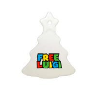 Free Luigi Mangione Mario Rainbow Typography Logo Ceramic Tree Ornament