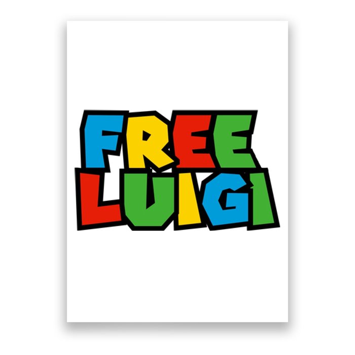 Free Luigi Mangione Mario Rainbow Typography Logo Poster