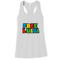 Free Luigi Mangione Mario Rainbow Typography Logo Women's Racerback Tank