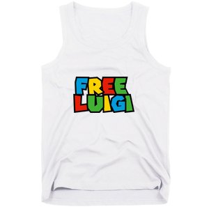 Free Luigi Mangione Mario Rainbow Typography Logo Tank Top