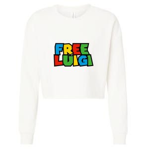 Free Luigi Mangione Mario Rainbow Typography Logo Cropped Pullover Crew