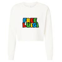 Free Luigi Mangione Mario Rainbow Typography Logo Cropped Pullover Crew