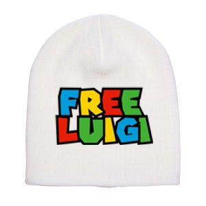 Free Luigi Mangione Mario Rainbow Typography Logo Short Acrylic Beanie