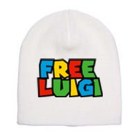 Free Luigi Mangione Mario Rainbow Typography Logo Short Acrylic Beanie