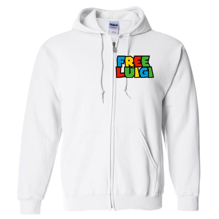 Free Luigi Mangione Mario Rainbow Typography Logo Full Zip Hoodie