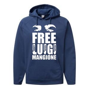 Free Luigi Mangione Deny Defend Depose Performance Fleece Hoodie