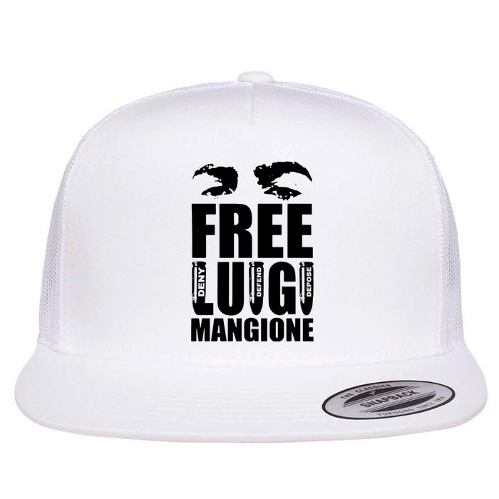 Free Luigi Mangione Deny Defend Depose Flat Bill Trucker Hat