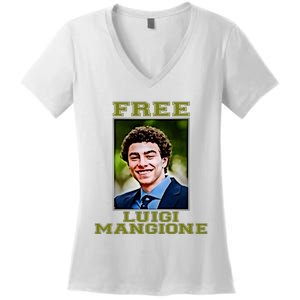 Free Luigi Mangione Brian Thompson Unitedhealthcare Ceo Women's V-Neck T-Shirt