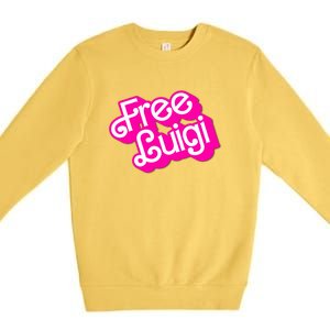 Free Luigi Mangione Hot Pi Nk Doll Logo Premium Crewneck Sweatshirt