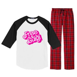 Free Luigi Mangione Hot Pi Nk Doll Logo Raglan Sleeve Pajama Set