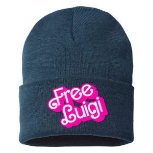 Free Luigi Mangione Hot Pi Nk Doll Logo Sustainable Knit Beanie