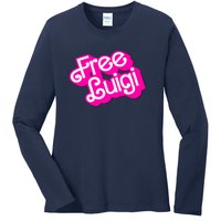 Free Luigi Mangione Hot Pi Nk Doll Logo Ladies Long Sleeve Shirt