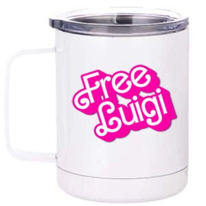 Free Luigi Mangione Hot Pi Nk Doll Logo 12 oz Stainless Steel Tumbler Cup