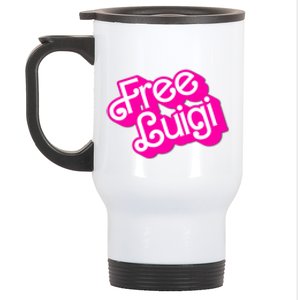 Free Luigi Mangione Hot Pi Nk Doll Logo Stainless Steel Travel Mug