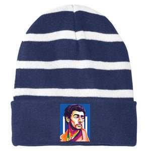 Free Luigi Mangione Brian Thompson Unitedhealthcare Ceo Striped Beanie with Solid Band