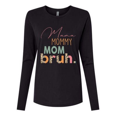 Funny Leopard Mama Mommy Mom Bruh Mother's Day Womens Cotton Relaxed Long Sleeve T-Shirt