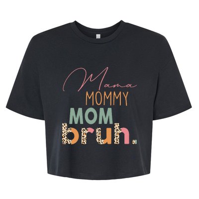 Funny Leopard Mama Mommy Mom Bruh Mother's Day Bella+Canvas Jersey Crop Tee