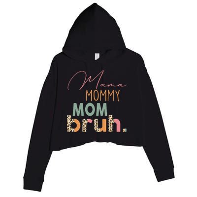 Funny Leopard Mama Mommy Mom Bruh Mother's Day Crop Fleece Hoodie