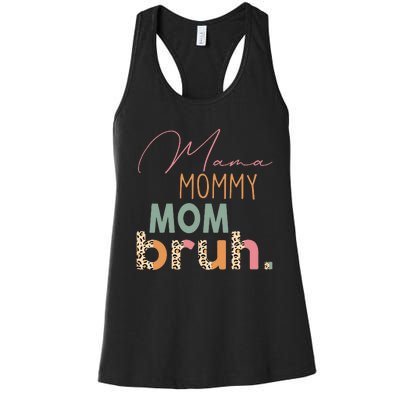 Funny Leopard Mama Mommy Mom Bruh Mother's Day Women's Racerback Tank