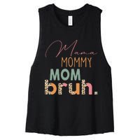 Funny Leopard Mama Mommy Mom Bruh Mother's Day Women's Racerback Cropped Tank