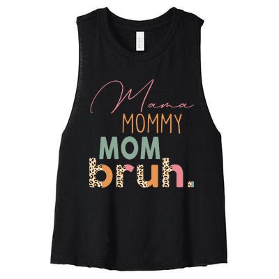 Funny Leopard Mama Mommy Mom Bruh Mother's Day Women's Racerback Cropped Tank